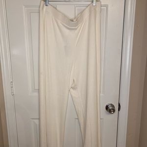 NWT Express Cream XL Flowy High Waisted Lounge Full Length Pants Soft Ribbed